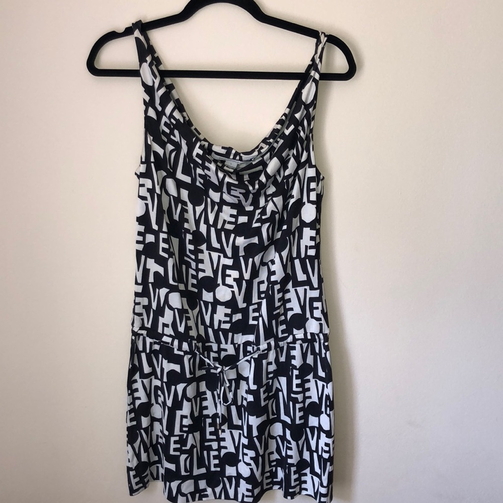 DVF Black+White Love Print Silk Summer Dress